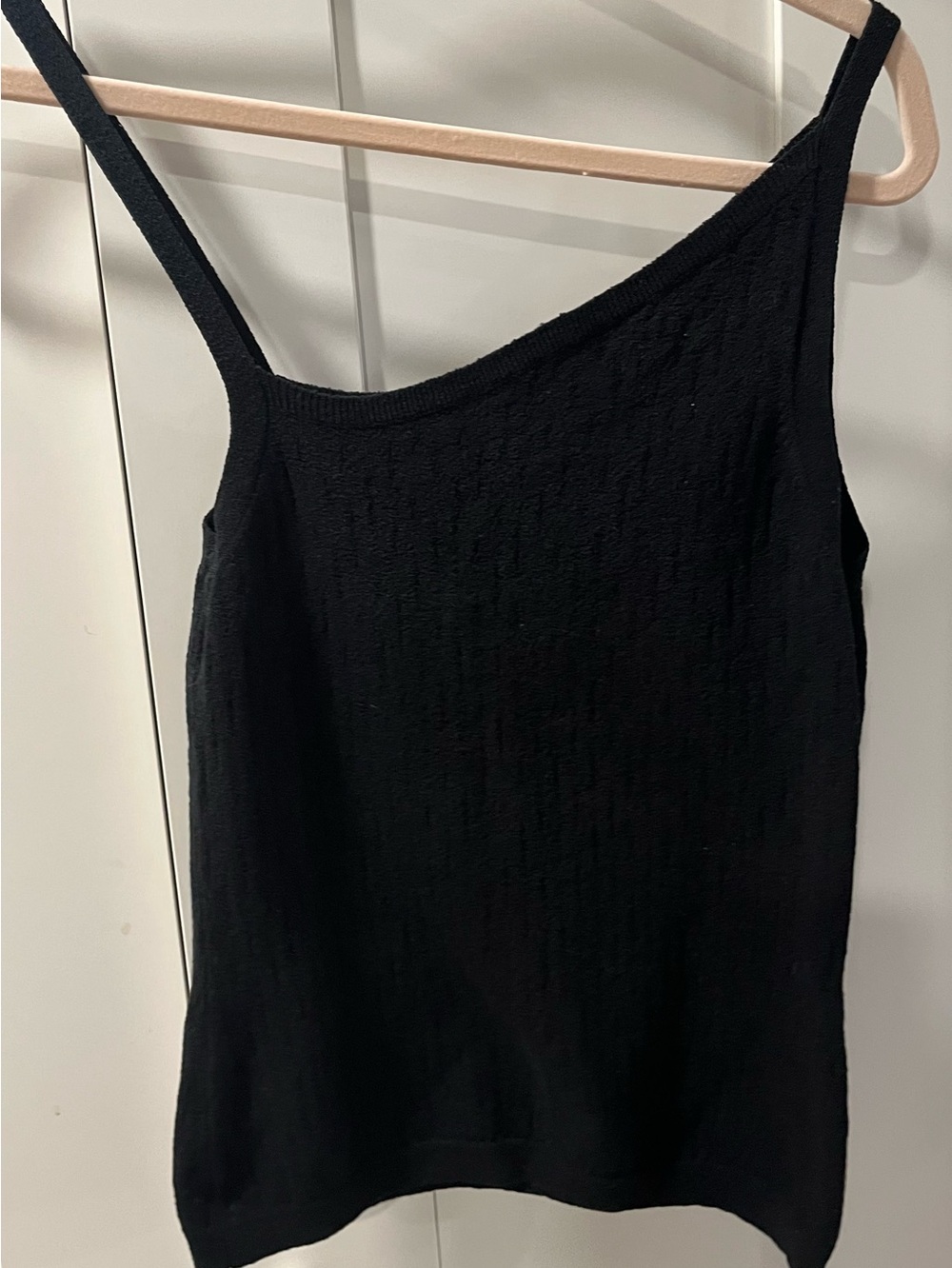 ESSENDI 2 One shoulder Silk Knit Tops Black*Blue/Grey w thin Straps